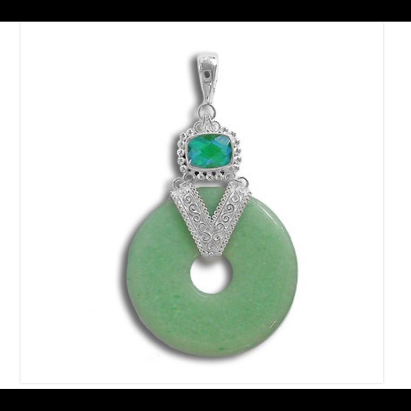 SAJEN-Aventurine & Caribbean Quartz .925 Pendant - Picture 1 of 4
